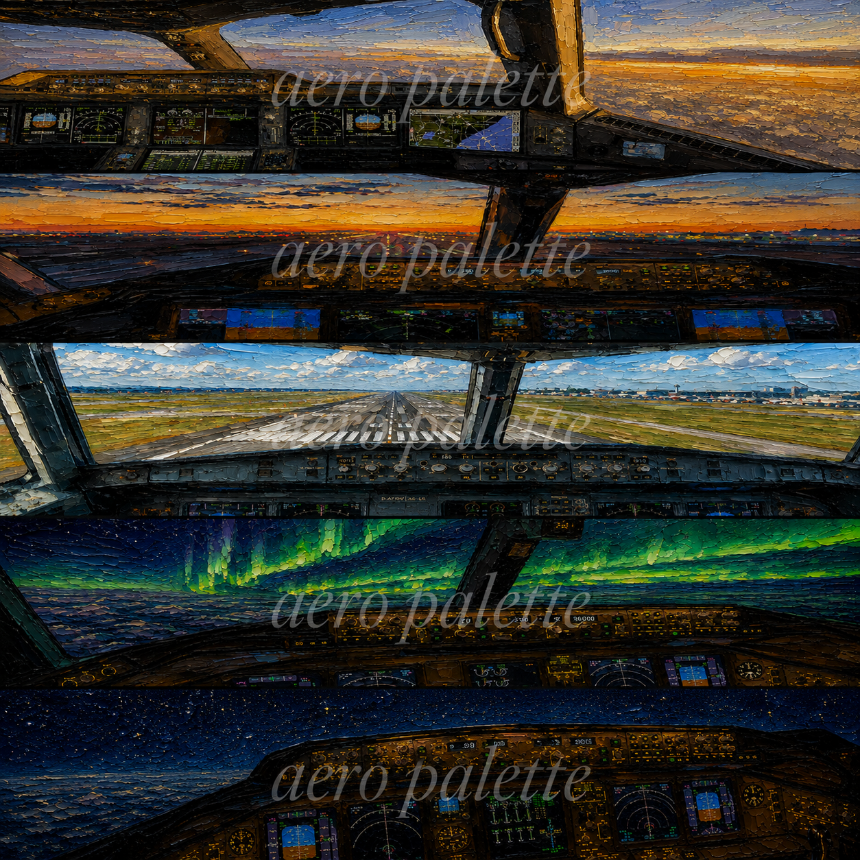 Sammlung von Cockpit-Ansichten